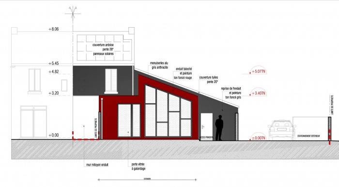 Extension L : Elvation de la faade Sud