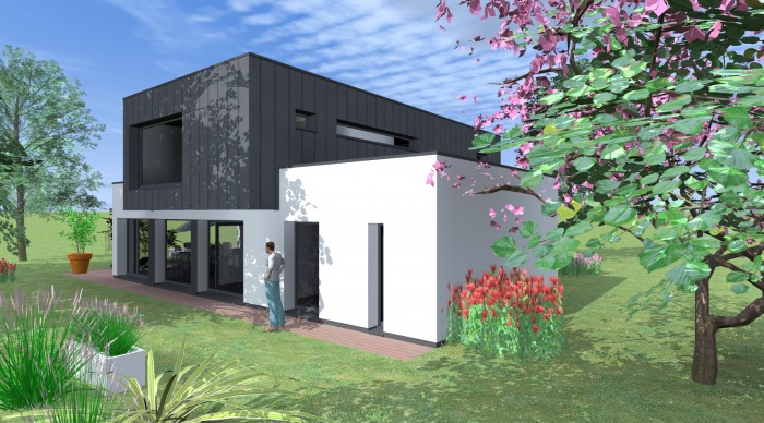 Maison neuve - Projet L+P : 3- Projet maison d\'architecte rennes Nicolas Monceau 53