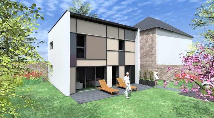 Maison neuve - Projet S+S : 3- Maison neuve projet maison cube 2.2 vues servon sur vilaine maitre d'oeuvre