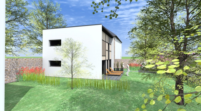 Maison neuve - Projet S+S : 4- maison moderne toit plat agence architecture 2.2 vues maitre d'oeuvre rennes
